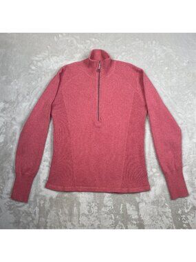 Eddie Bauer Womens Pink 1/4-Zip Pullover Sweater Large Cotton Blend